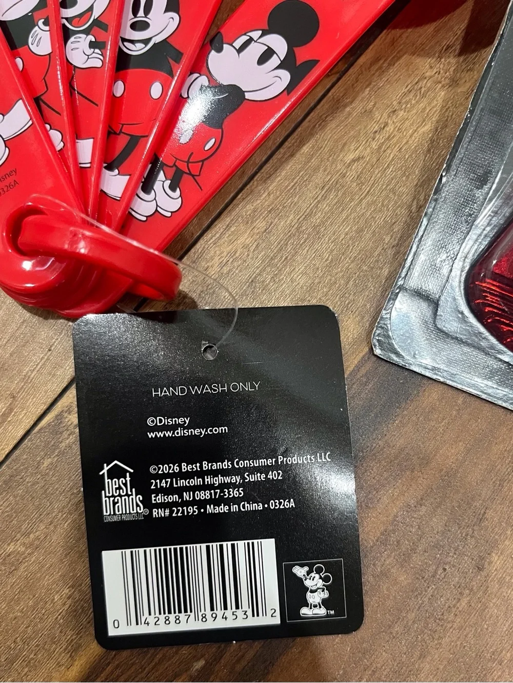 Disney Mickey Mouse Kids Magnetic Bag Clips & Measuring Spoons Set - Red & Black